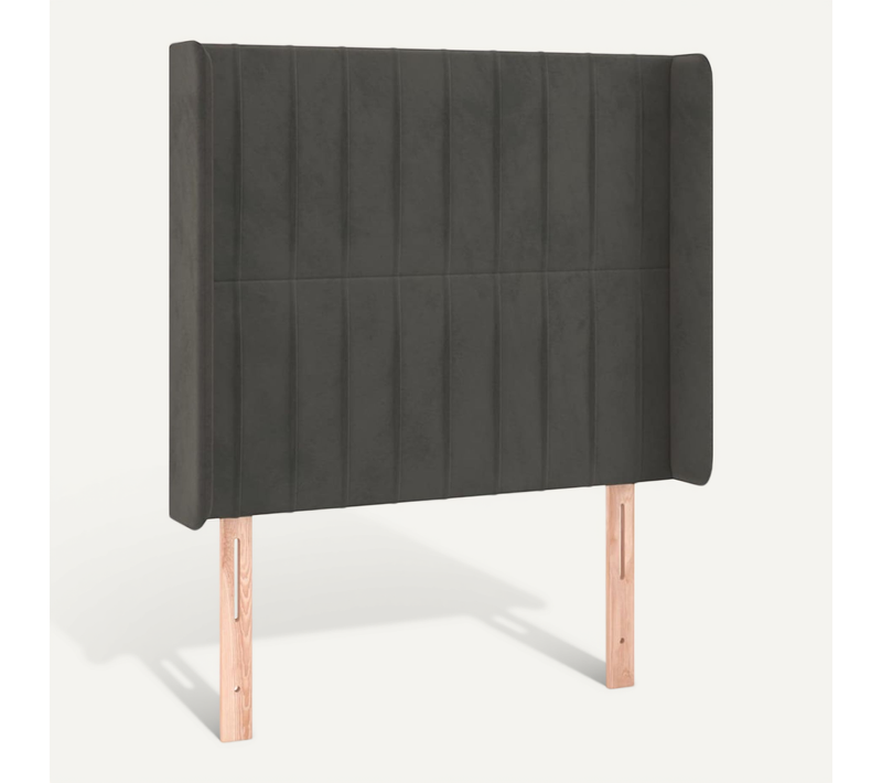 Tête De Lit Avec Oreilles Gris Foncé 103x16x118/128 Cm Velours