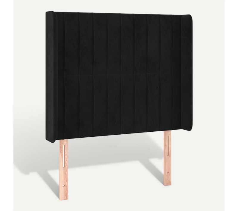 Tête De Lit Avec Oreilles Noir 103x16x118/128 Cm Velours