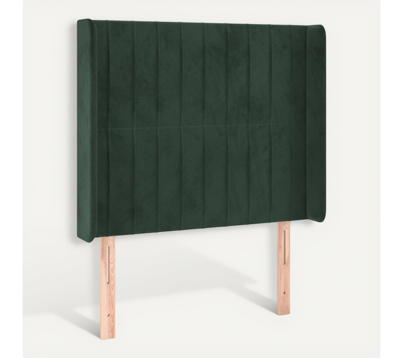 Tête De Lit Avec Oreilles Vert Foncé 103x16x118/128 Cm Velours