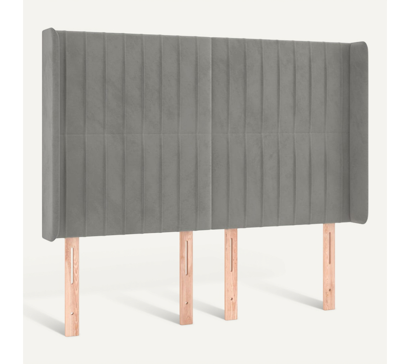 Tête De Lit Avec Oreilles Gris Clair 147x16x118/128 Cm Velours