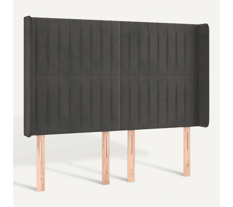 Tête De Lit Avec Oreilles Gris Foncé 147x16x118/128 Cm Velours
