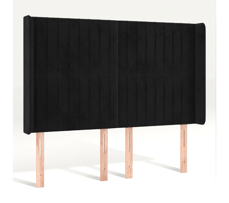 Tête De Lit Avec Oreilles Noir 147x16x118/128 Cm Velours