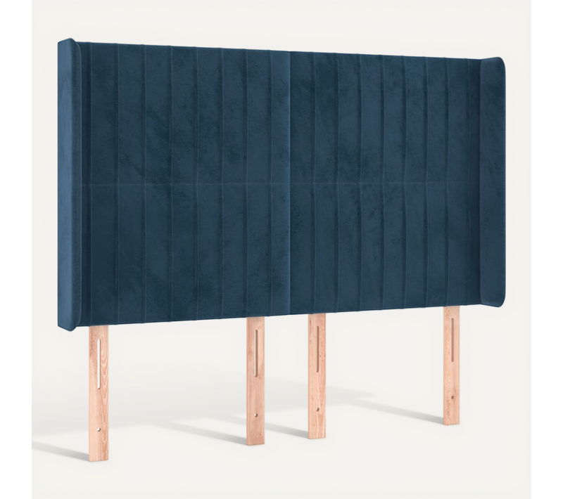 Tête De Lit Avec Oreilles Bleu Foncé 147x16x118/128 Cm Velours