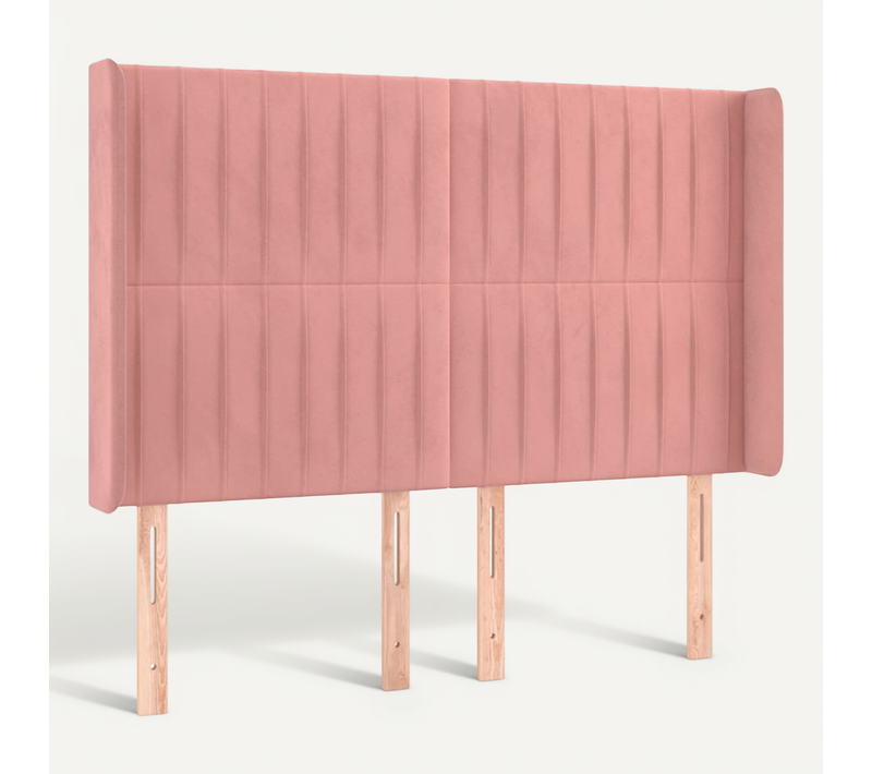 Tête De Lit Avec Oreilles Rose 147x16x118/128 Cm Velours