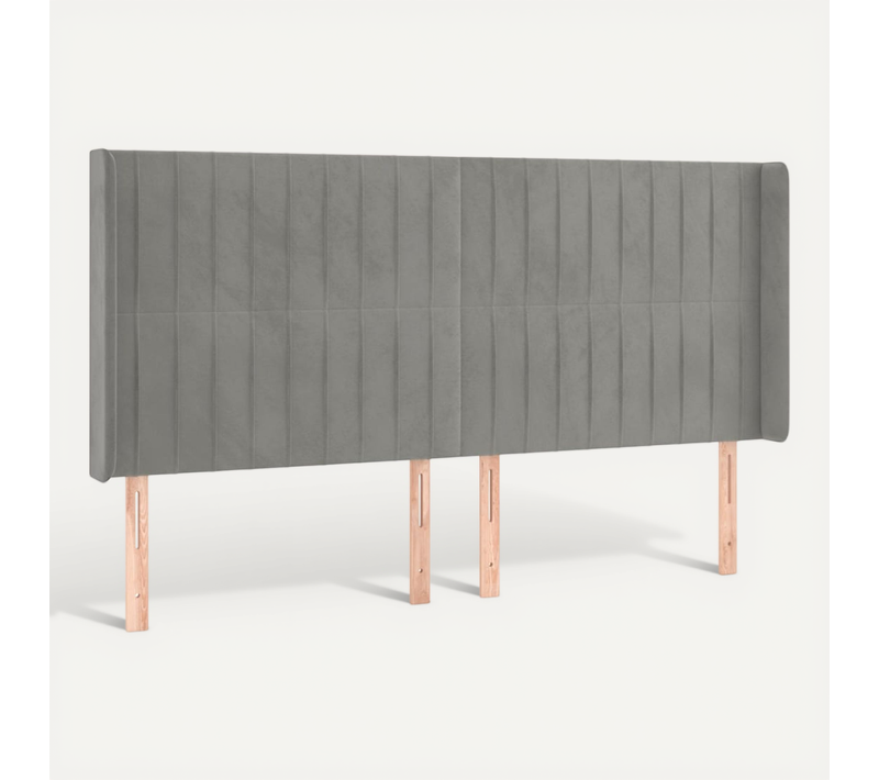 Tête De Lit Avec Oreilles Gris Clair 163x16x118/128 Cm Velours