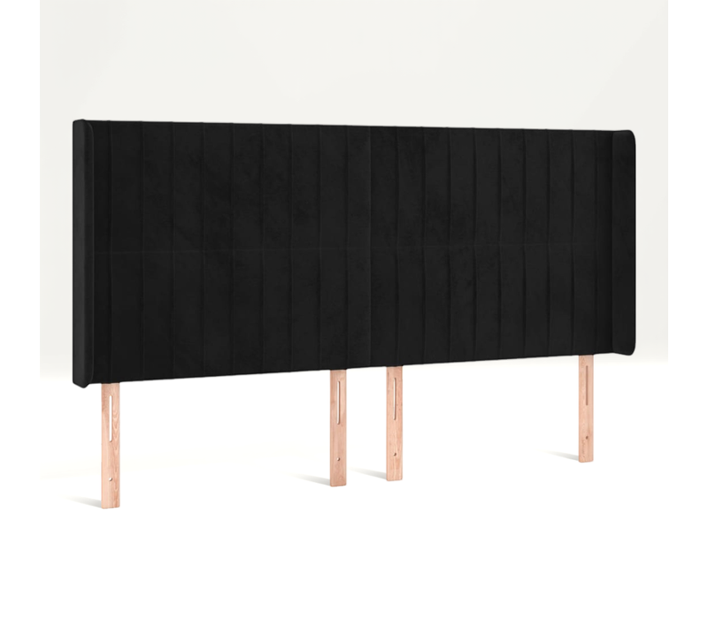 Tête De Lit Avec Oreilles Noir 163x16x118/128 Cm Velours