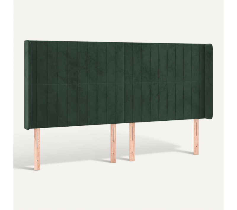 Tête De Lit Avec Oreilles Vert Foncé 163x16x118/128 Cm Velours