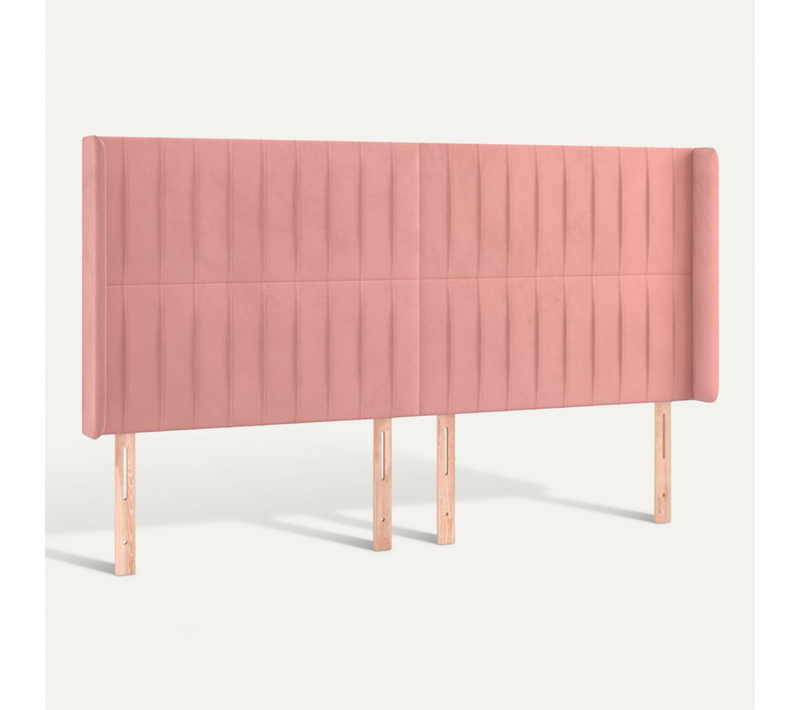 Tête De Lit Avec Oreilles Rose 163x16x118/128 Cm Velours