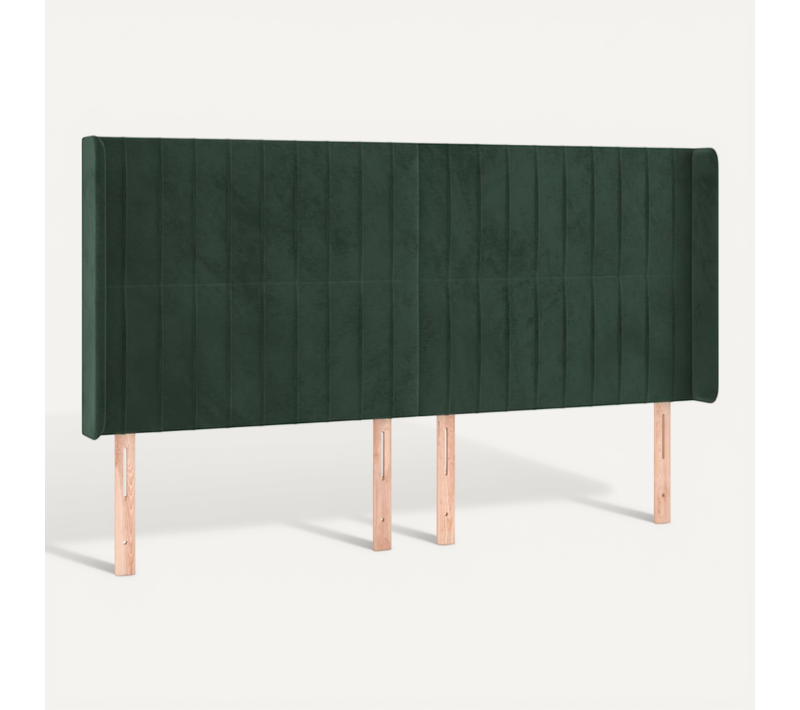 Tête De Lit Avec Oreilles Vert Foncé 183x16x118/128 Cm Velours