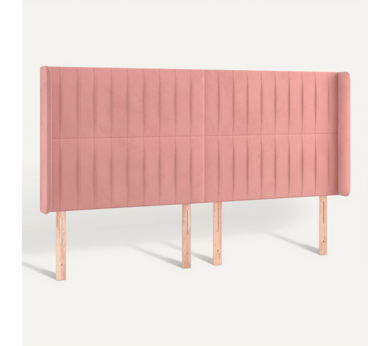 Tête De Lit Avec Oreilles Rose 183x16x118/128 Cm Velours