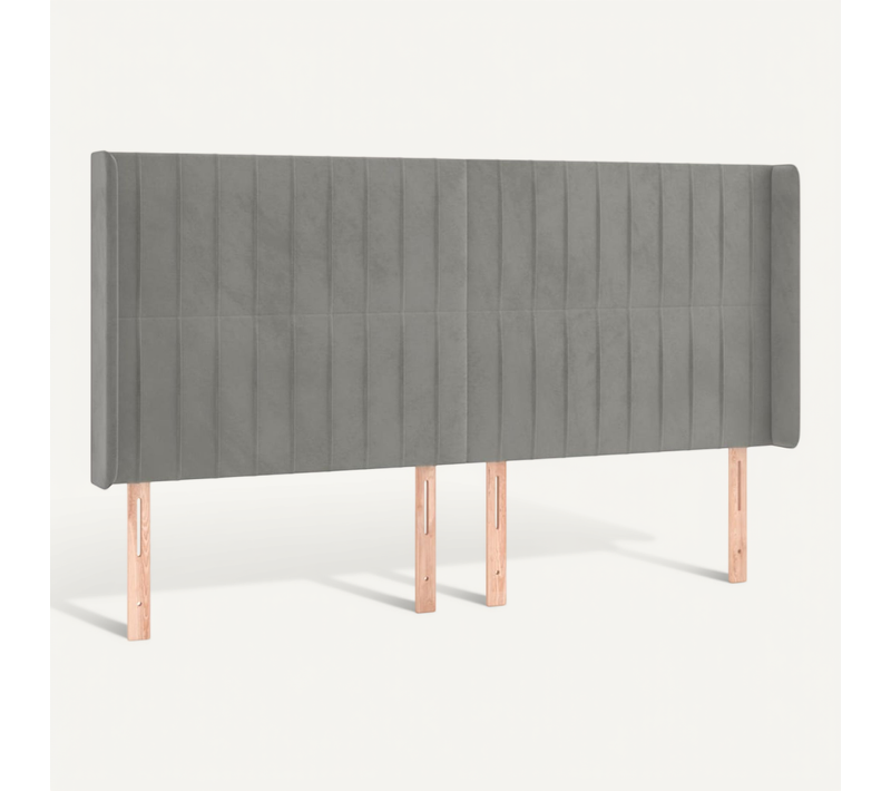 Tête De Lit Avec Oreilles Gris Clair 203x16x118/128 Cm Velours
