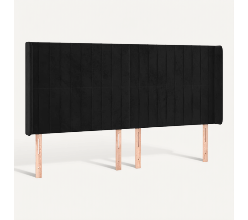 Tête De Lit Avec Oreilles Noir 203x16x118/128 Cm Velours