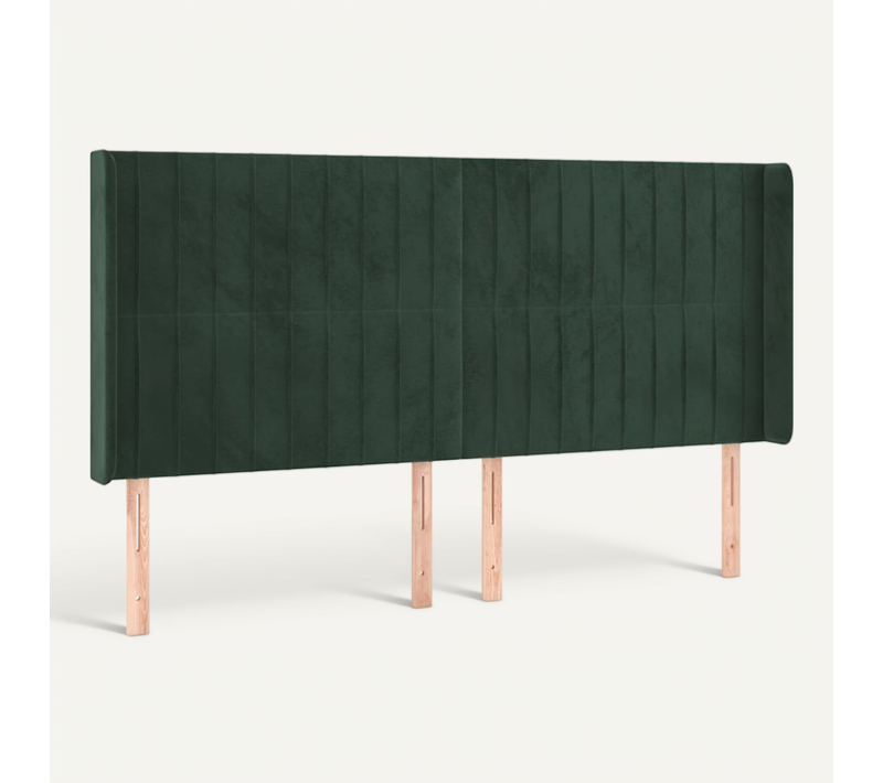 Tête De Lit Avec Oreilles Vert Foncé 203x16x118/128 Cm Velours