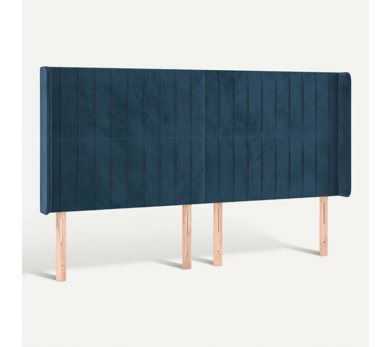 Tête De Lit Avec Oreilles Bleu Foncé 203x16x118/128 Cm Velours