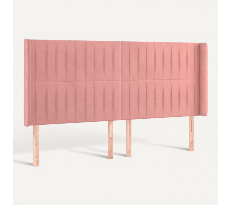 Tête De Lit Avec Oreilles Rose 203x16x118/128 Cm Velours