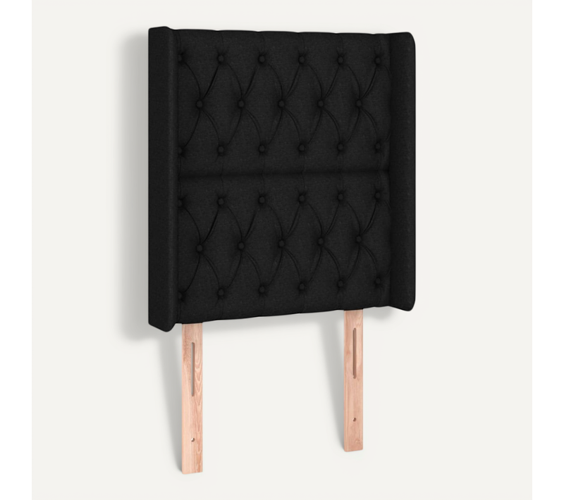 Tête De Lit Avec Oreilles Noir 83x16x118/128 Cm Tissu