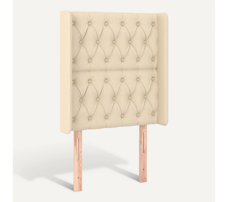 Tête De Lit Avec Oreilles Crème 83x16x118/128 Cm Tissu