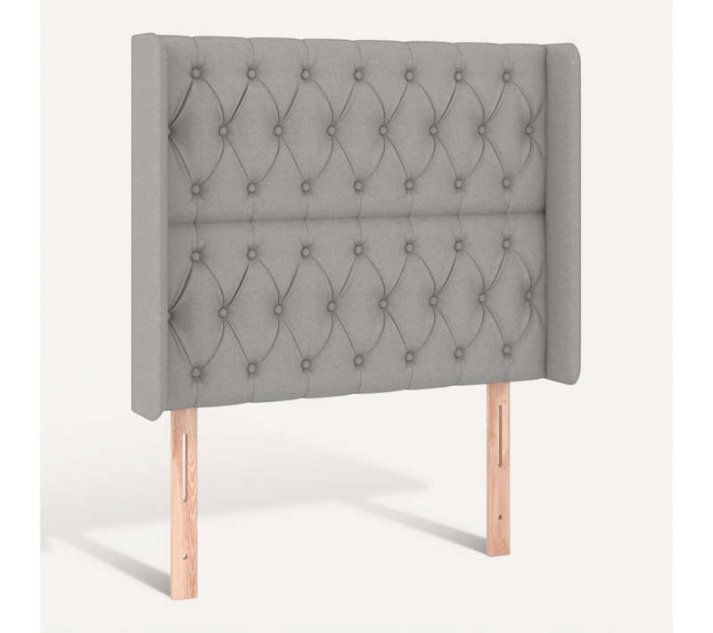 Tête De Lit Avec Oreilles Gris Clair 93x16x118/128 Cm Tissu