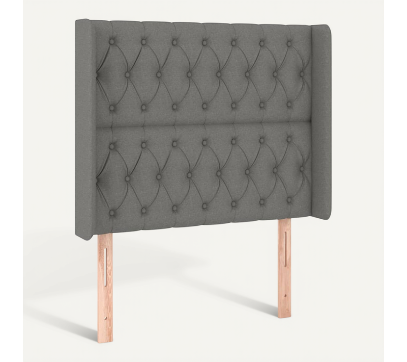 Tête De Lit Avec Oreilles Gris Foncé 93x16x118/128 Cm Tissu
