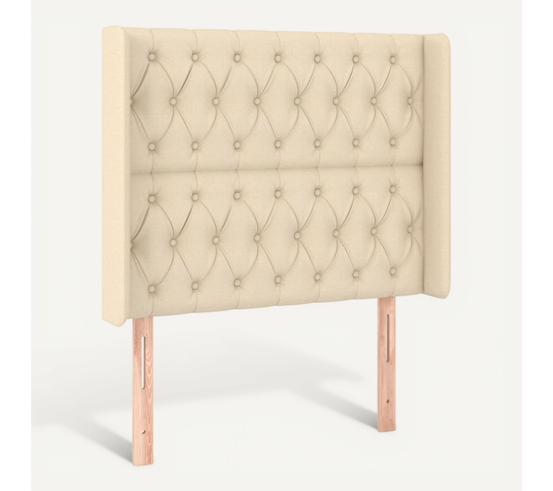 Tête De Lit Avec Oreilles Crème 93x16x118/128 Cm Tissu
