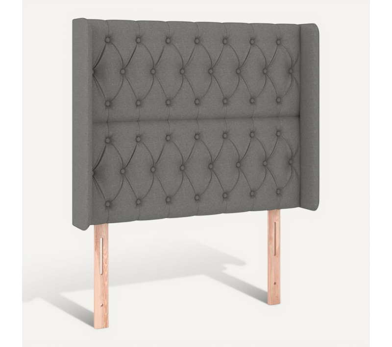 Tête De Lit Avec Oreilles Gris Foncé 103x16x118/128 Cm Tissu