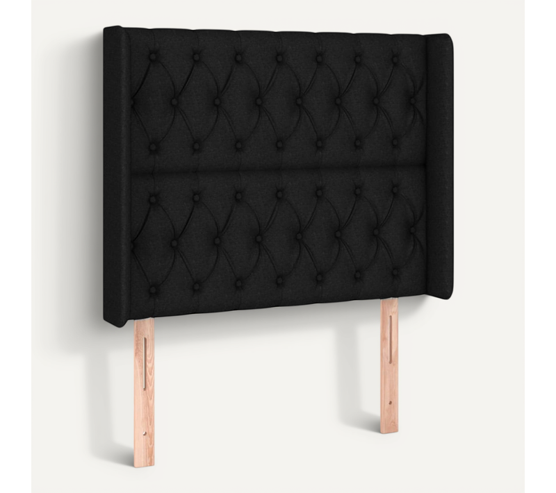 Tête De Lit Avec Oreilles Noir 103x16x118/128 Cm Tissu
