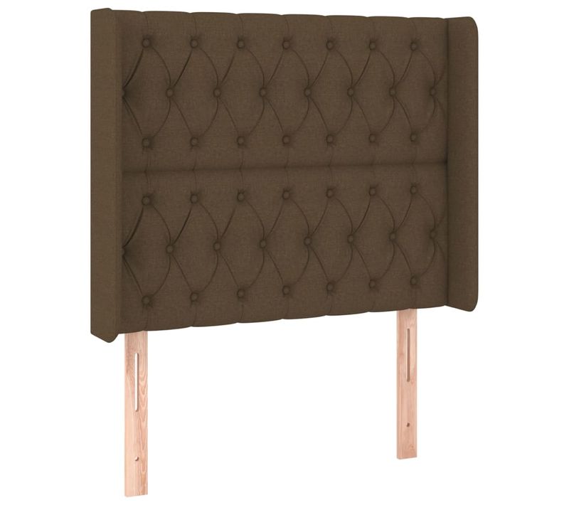 Tête De Lit Avec Oreilles Marron Foncé 103x16x118/128 Cm Tissu