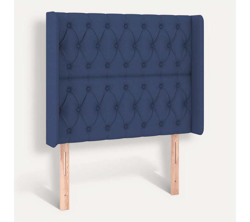 Tête De Lit Avec Oreilles Bleu 103x16x118/128 Cm Tissu