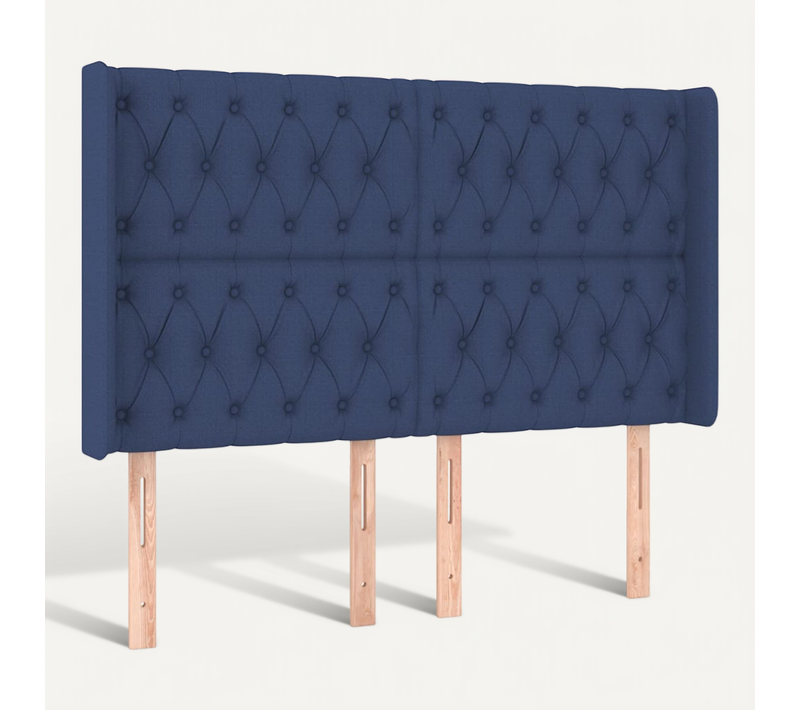 Tête De Lit Avec Oreilles Bleu 147x16x118/128 Cm Tissu