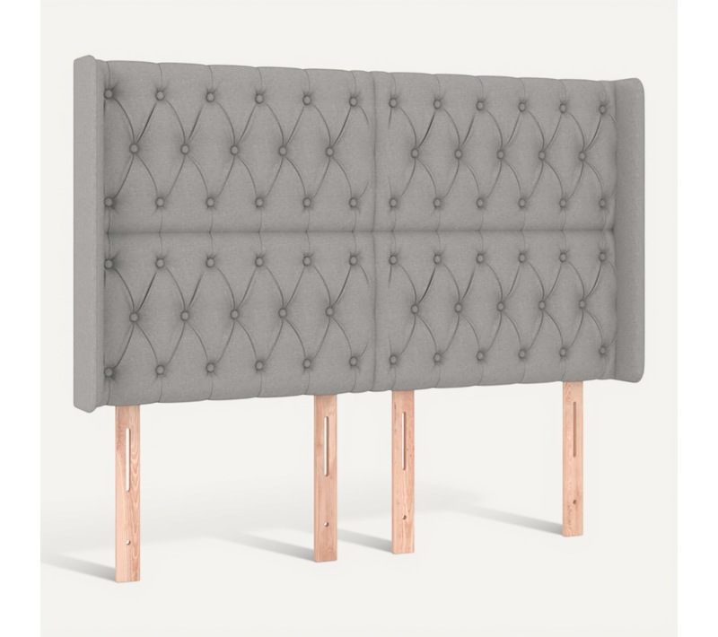 Tête De Lit Avec Oreilles Gris Clair 163x16x118/128 Cm Tissu