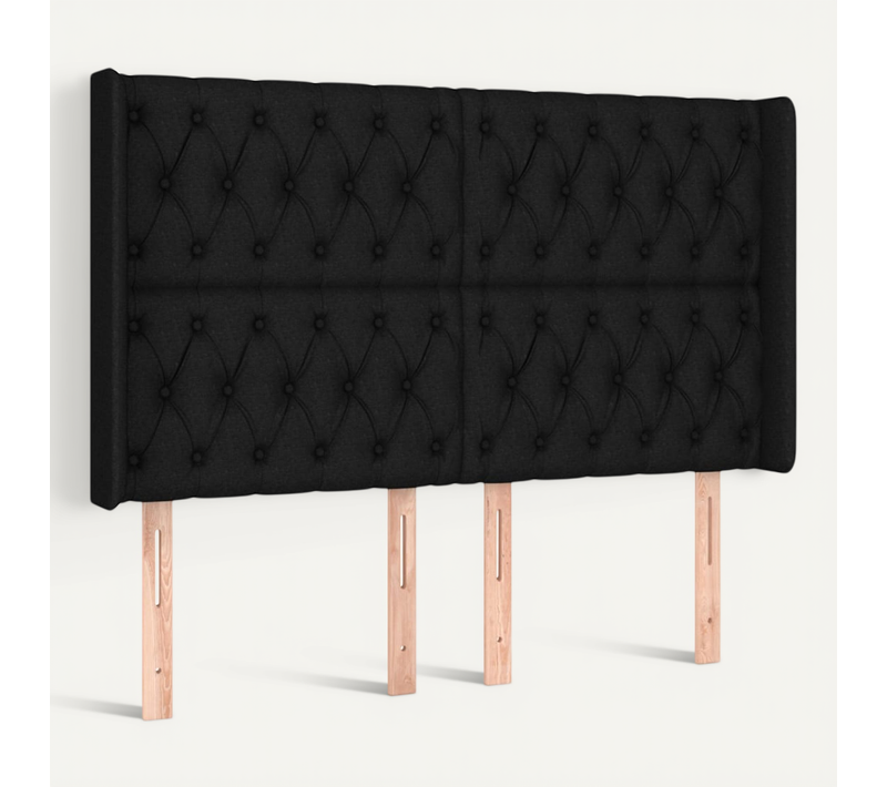 Tête De Lit Avec Oreilles Noir 163x16x118/128 Cm Tissu