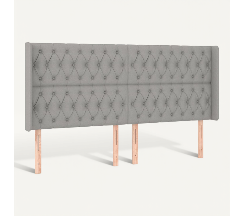 Tête De Lit Avec Oreilles Gris Clair 203x16x118/128 Cm Tissu