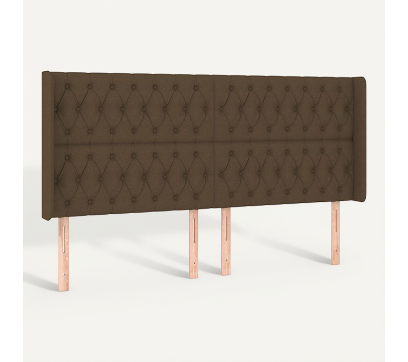 Tête De Lit Avec Oreilles Marron Foncé 203x16x118/128 Cm Tissu