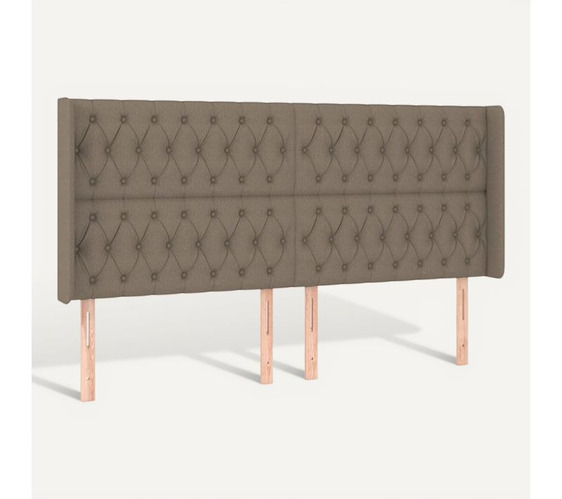 Tête De Lit Avec Oreilles Taupe 203x16x118/128 Cm Tissu