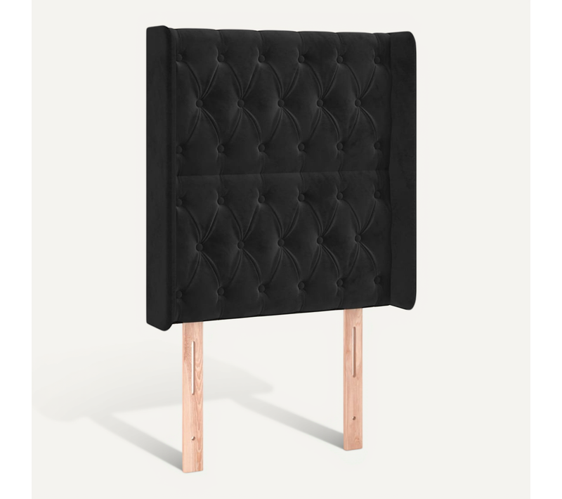 Tête De Lit Avec Oreilles Noir 83x16x118/128 Cm Velours