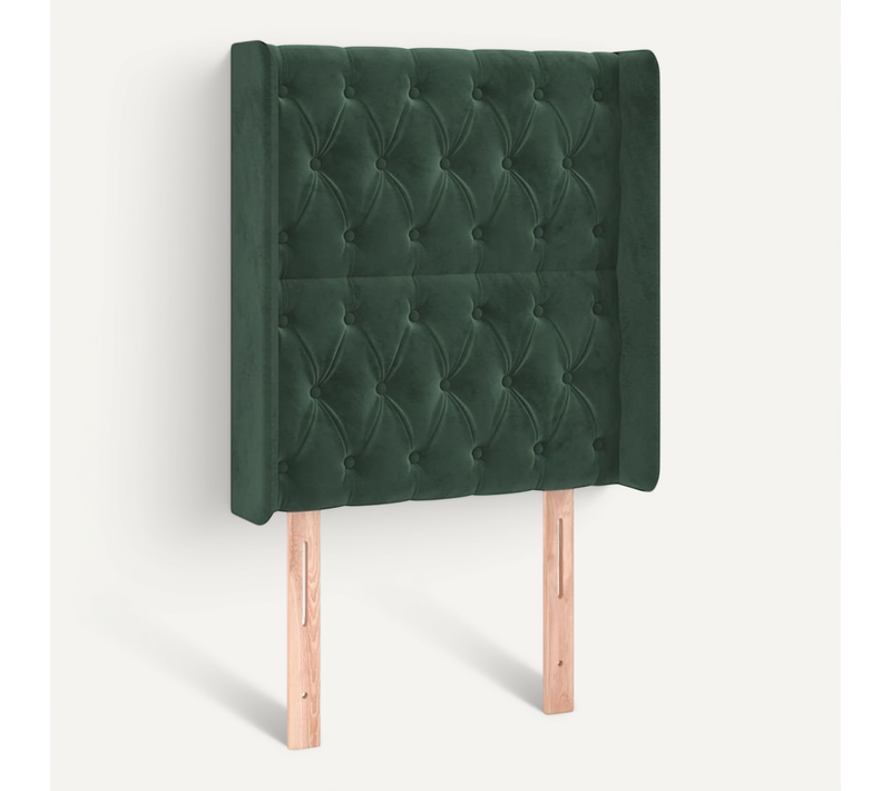 Tête De Lit Avec Oreilles Vert Foncé 83x16x118/128 Cm Velours