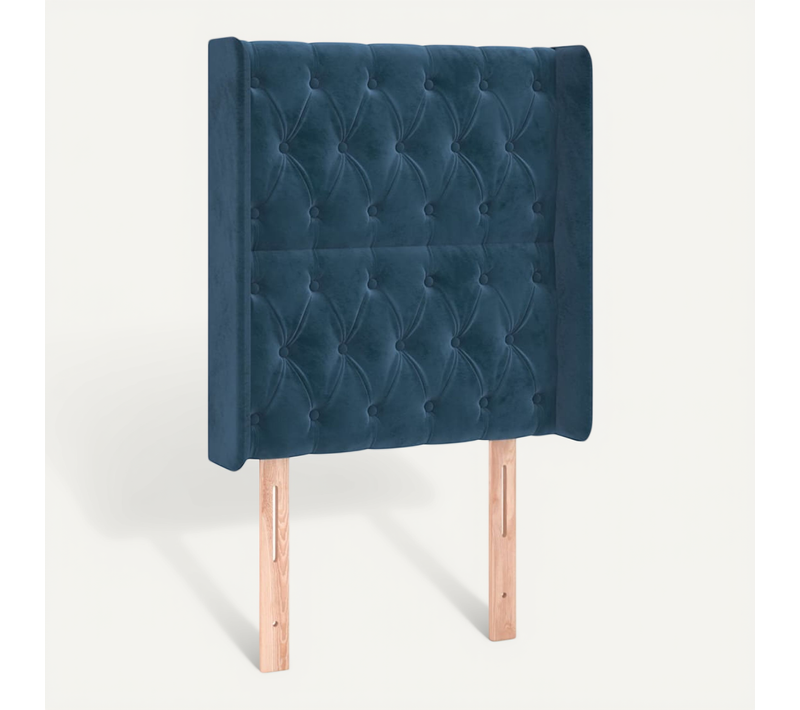 Tête De Lit Avec Oreilles Bleu Foncé 83x16x118/128 Cm Velours