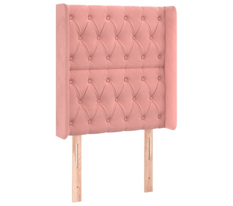 Tête De Lit Avec Oreilles Rose 83x16x118/128 Cm Velours