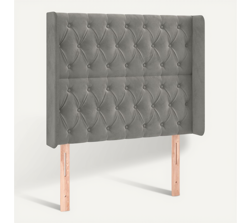 Tête De Lit Avec Oreilles Gris Clair 93x16x118/128 Cm Velours