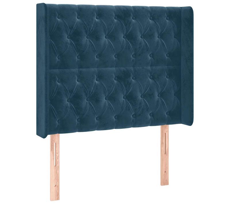 Tête De Lit Avec Oreilles Bleu Foncé 93x16x118/128 Cm Velours
