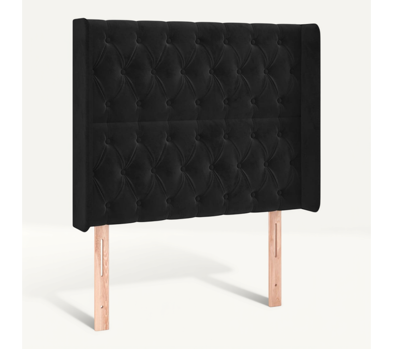 Tête De Lit Avec Oreilles Noir 103x16x118/128 Cm Velours