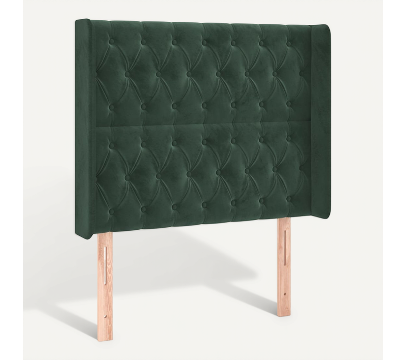 Tête De Lit Avec Oreilles Vert Foncé 103x16x118/128 Cm Velours