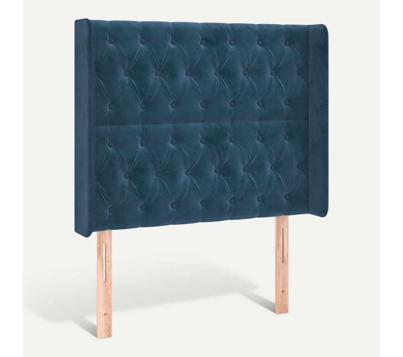 Tête De Lit Avec Oreilles Bleu Foncé 103x16x118/128 Cm Velours