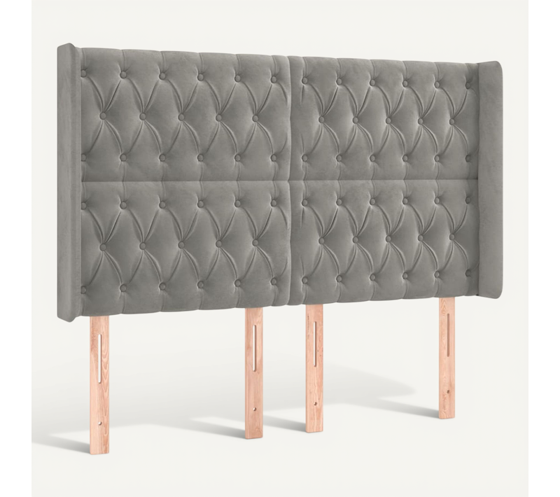 Tête De Lit Avec Oreilles Gris Clair 163x16x118/128 Cm Velours