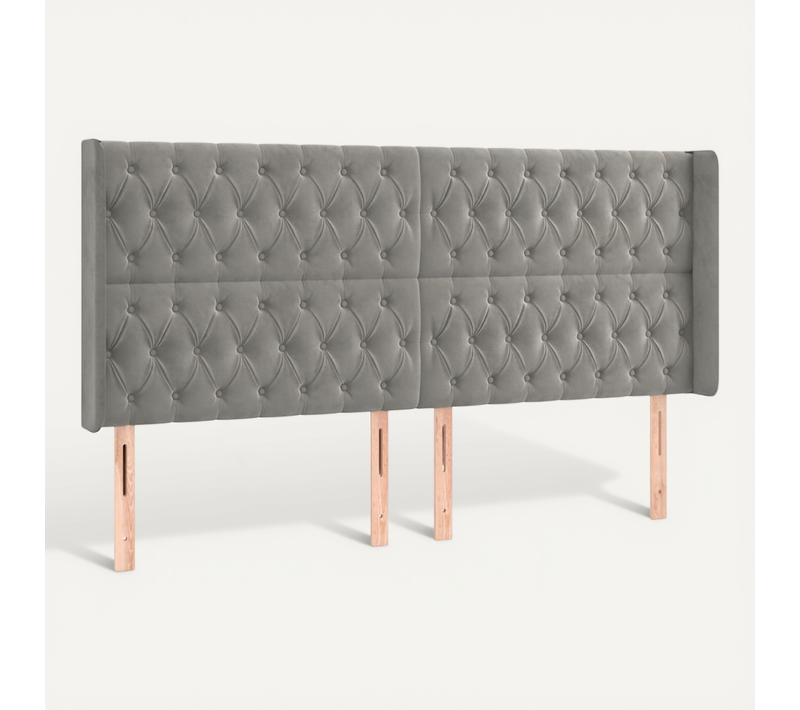 Tête De Lit Avec Oreilles Gris Clair 183x16x118/128 Cm Velours