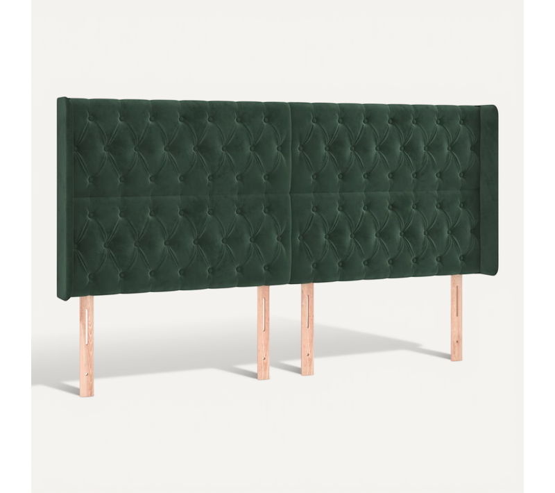 Tête De Lit Avec Oreilles Vert Foncé 183x16x118/128 Cm Velours