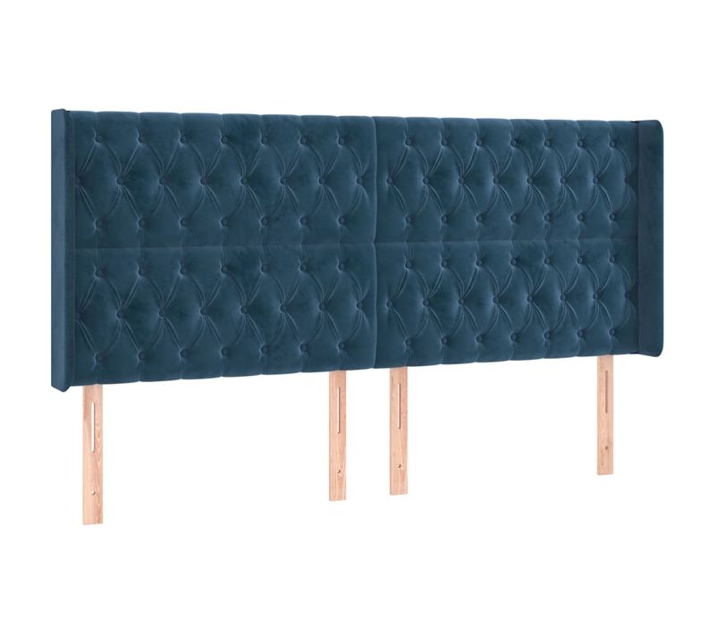 Tête De Lit Avec Oreilles Bleu Foncé 183x16x118/128 Cm Velours
