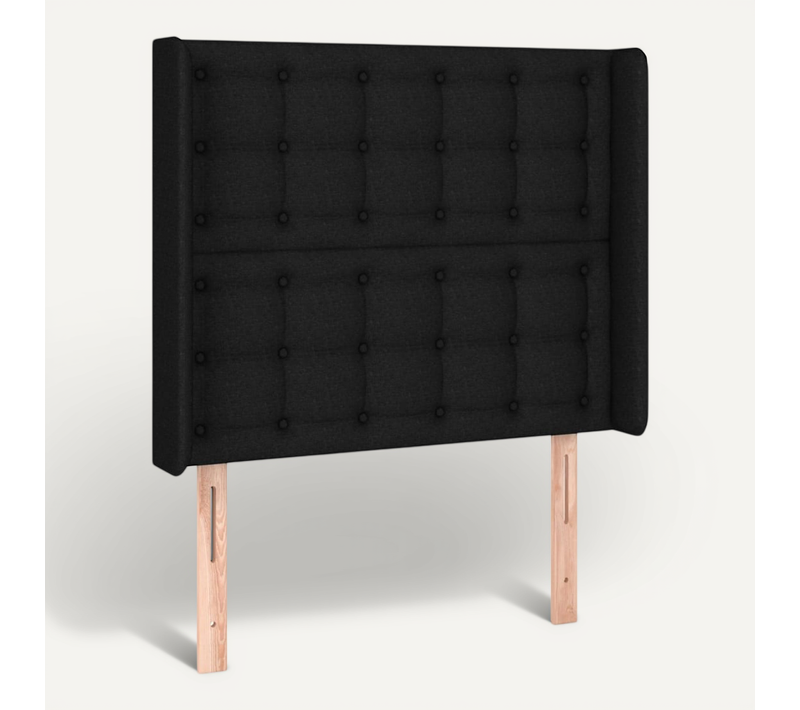 Tête De Lit Avec Oreilles Noir 83x16x118/128 Cm Tissu