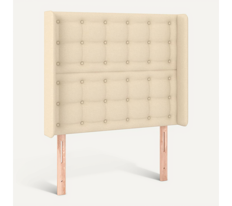 Tête De Lit Avec Oreilles Crème 83x16x118/128 Cm Tissu