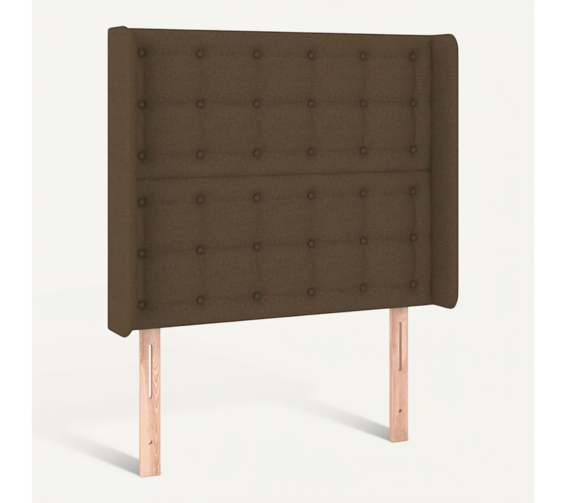 Tête De Lit Avec Oreilles Marron Foncé 93x16x118/128 Cm Tissu